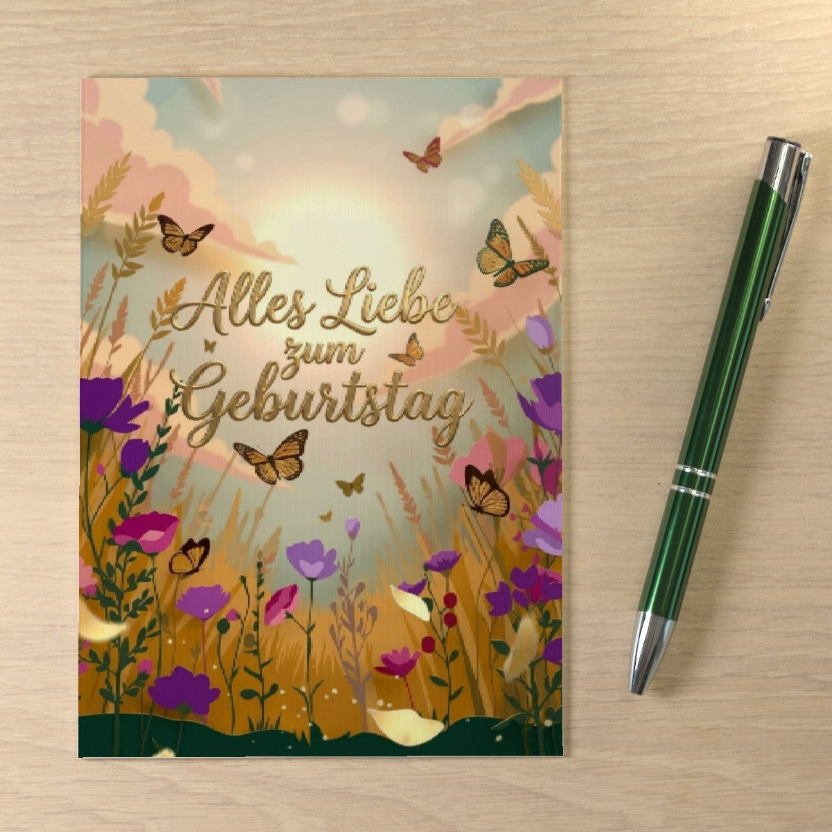 3D Geburtstags Klappkarte C6 Blumen & Schmetterlinge