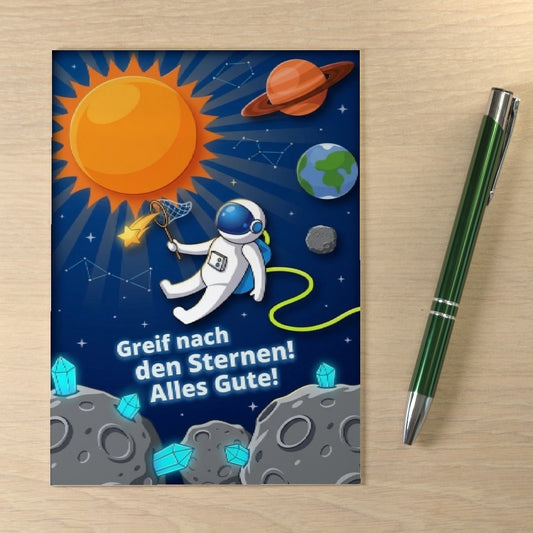3D Geburtstags Klappkarte C6 Weltall Astronaut