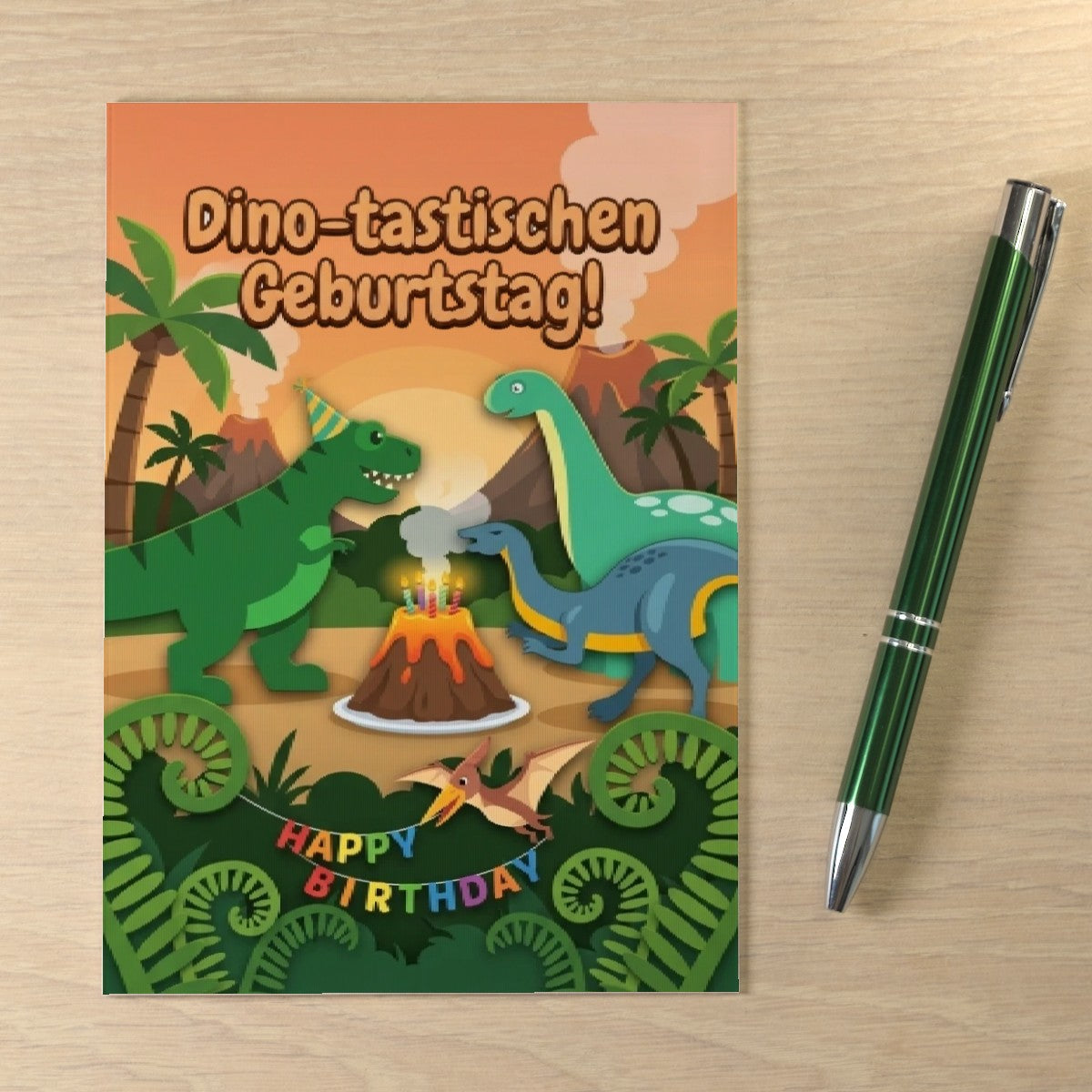3D Geburtstags Klappkarte C6 Dinosaurier